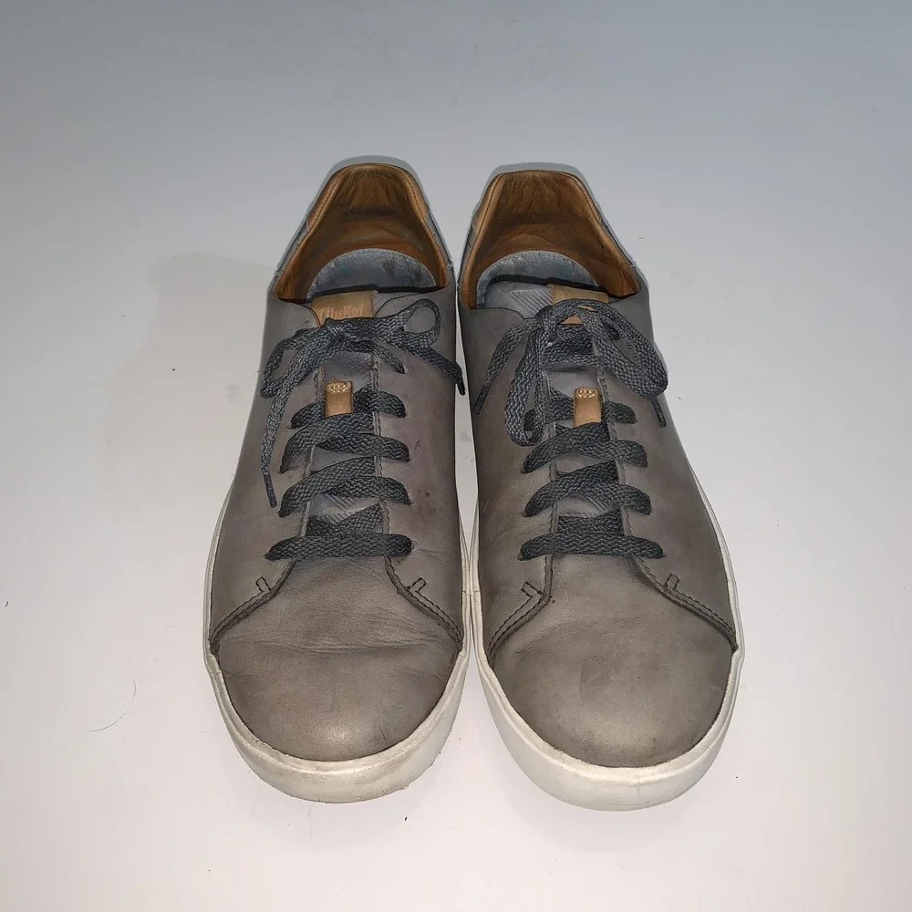 OluKai Lae'ahi Li 'Ili Shoes Mens Size 10.5 Gray Leather Lace Up Casual Sneakers